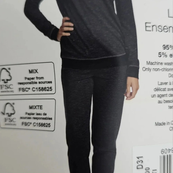 Black Bow Lounge Set Crewneck Terry Top Drawstring Jogger size S Viscose - Picture 3 of 9